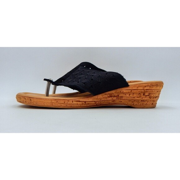 Spring Step Womens Tiffany Black Floral Cutout Leather Thong Sandal Sz 39 (8.5) - Picture 9 of 11